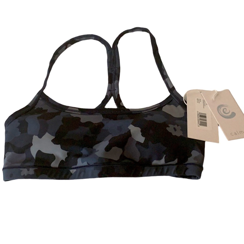 Johnny Was Calme Endurance II sports bra , black and gray camo print
